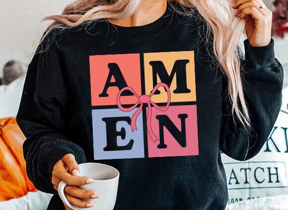 Amen Coquette Bow Christian PNG for T-Shirt Designs
