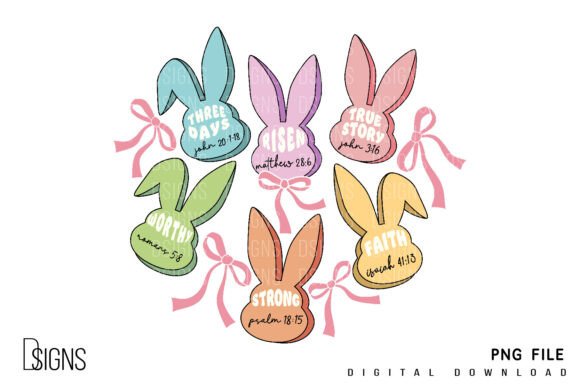 Easter Christian Rabbit Bunny Candy PNG for T-Shirt Designs