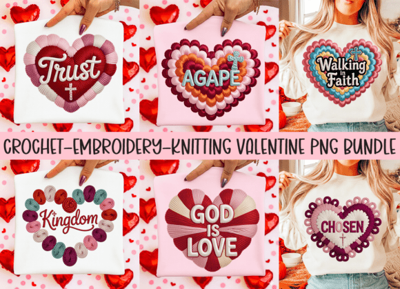 Faux Yarn Christian Valentine Quotes PNG for T-Shirt Designs