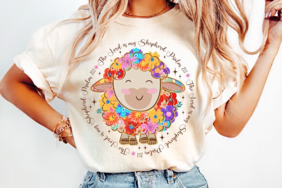 Floral Christian Easter Lamb PNG for T-Shirt Designs