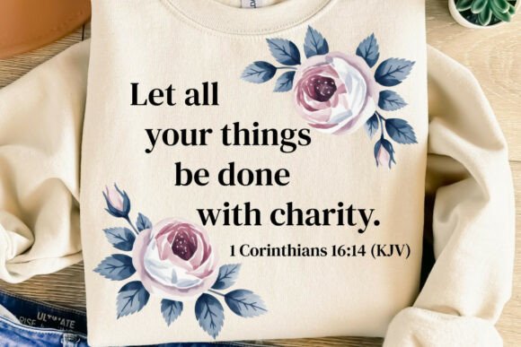 Jesus Christ Bible Verse Flowers PNG for T-Shirt Designs