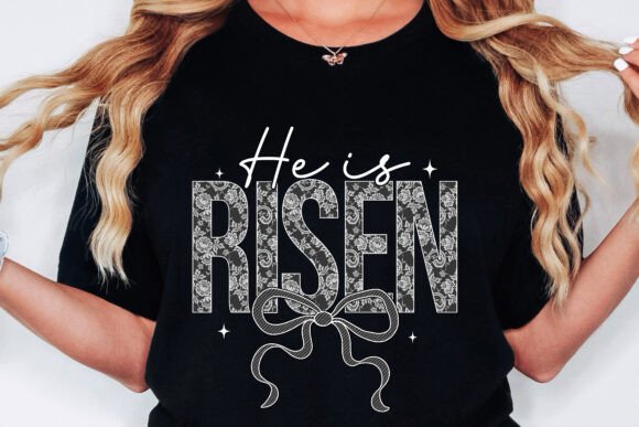 Lace Christian Easter He is Risen PNG T-Shirt Designs