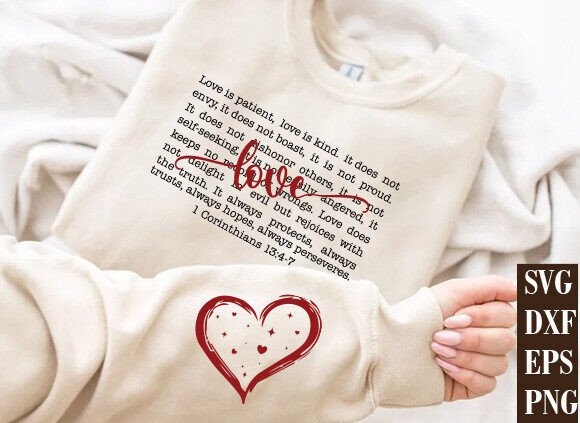 Love is Patient PNG: Christian Valentine T-Shirt Designs